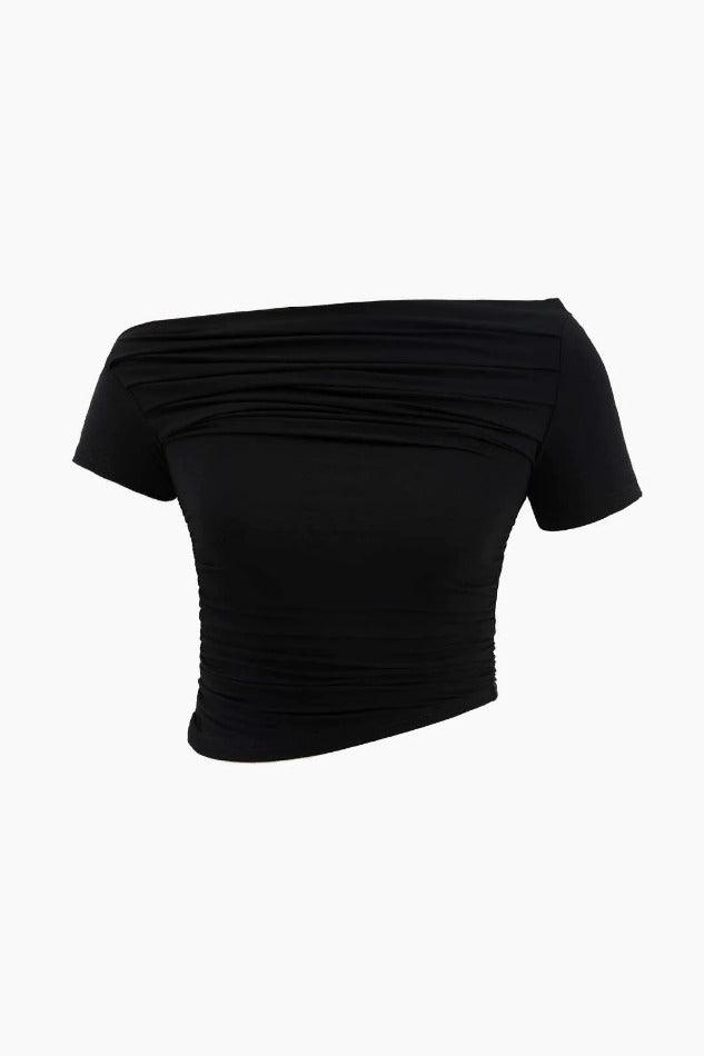 Asymmetric Ruched Front T-Shirt