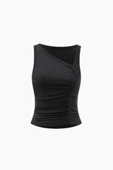 Asymmetric Ruched Tank Top