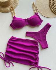 Fashion chain bikini three-piece set