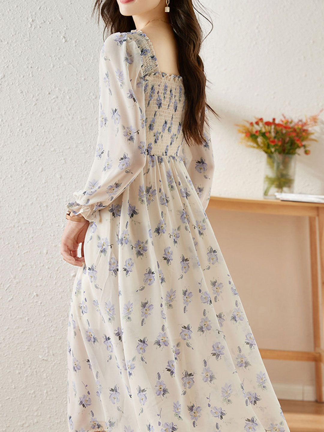 Zoey Retro Chiffon Printed Floral Dress