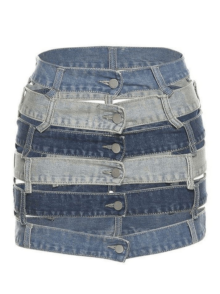 Bandage Cutout Denim Mini Skirt