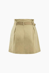 Buckle Waist Cargo Mini Skirt