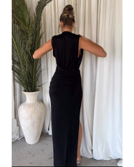 Ella Black Off Shoulder Formal Maxi Dress