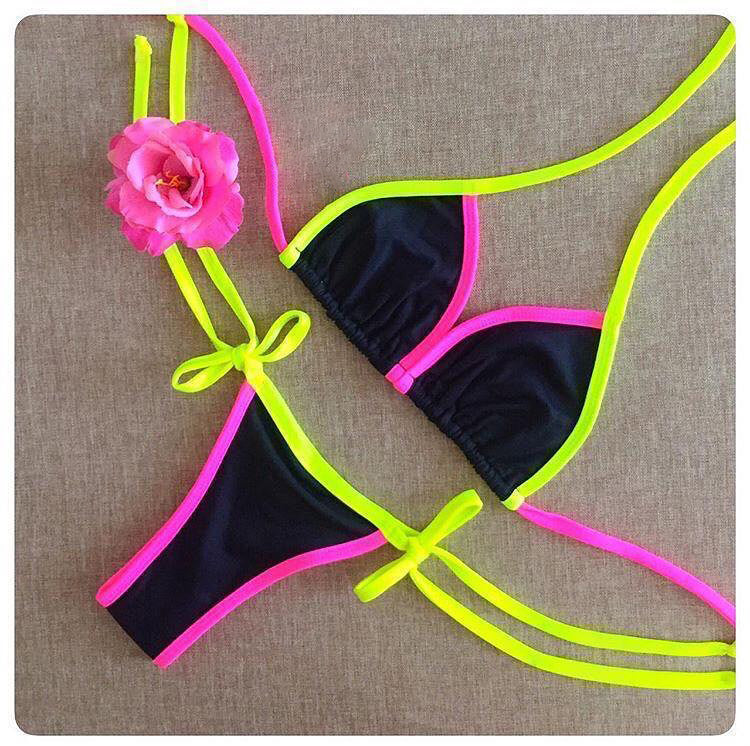 Fashion strappy split bikini