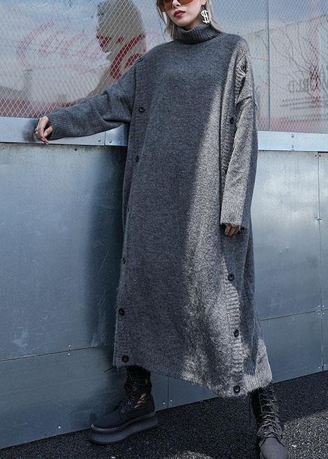 Cute high neck Sweater knit top pattern Largo gray Big knit dress fall