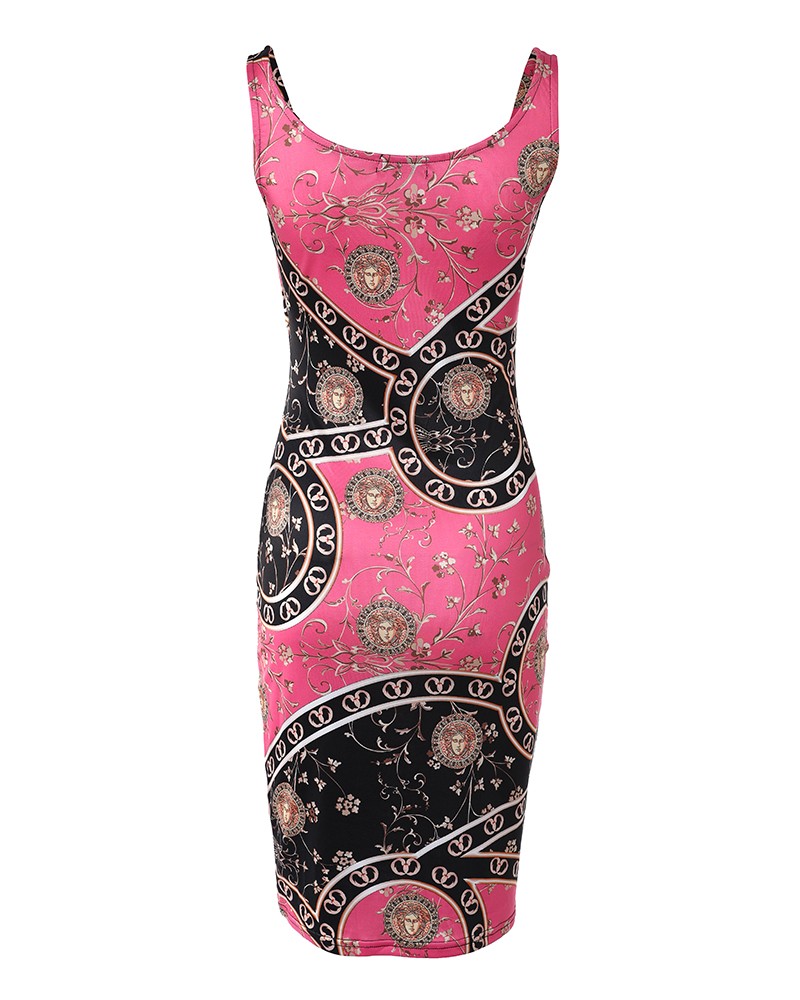 Print Sleeveless Bodycon Dress