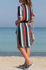 Striped Long Sleeve Shirt Dress