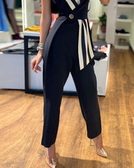 Color Panel Slim Fit Jumpsuit