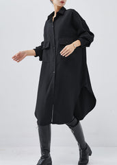 Fashion Black Oversized Cotton Holiday Dress Spring