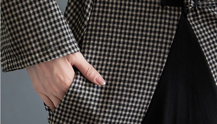 Women Plaid Printed Disc Button Dress