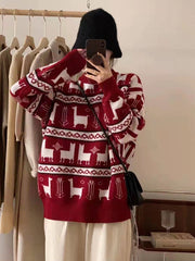 Christmas Jacquard Round-Neck Sweater