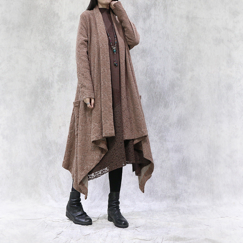 Loose Irregular Solid Color Long Cardigan