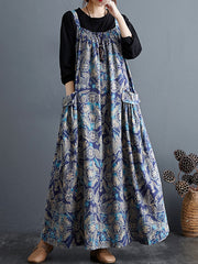 Women Retro Print Loose Dress