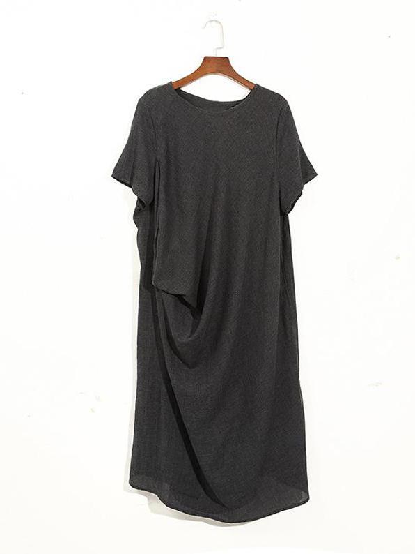 Summer Asymmetric Round-neck Dress