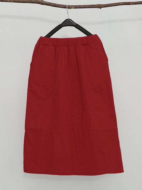 Loose Split-Joint Cotton-Padded Skirt