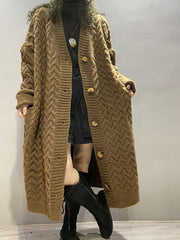 Mid-Length Loose Casual Long Sleeve Knitted Sweater Coat