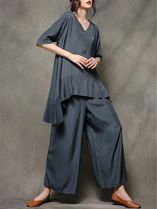 2019 Summer New Loose Oversize Wide Leg Pants Suit