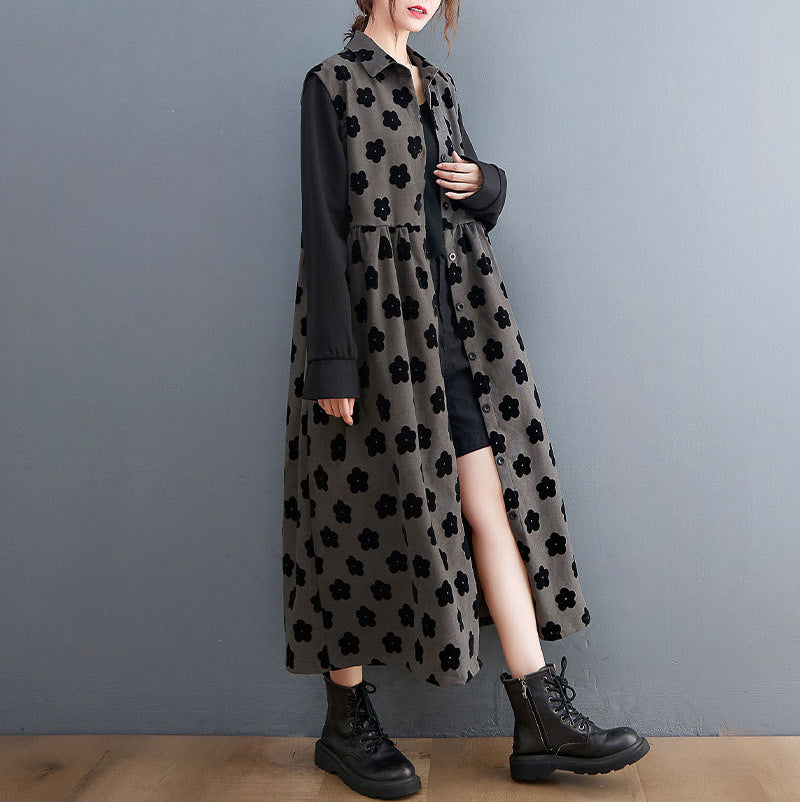 Flower Stitching Plus Size Loose Shirt Dress