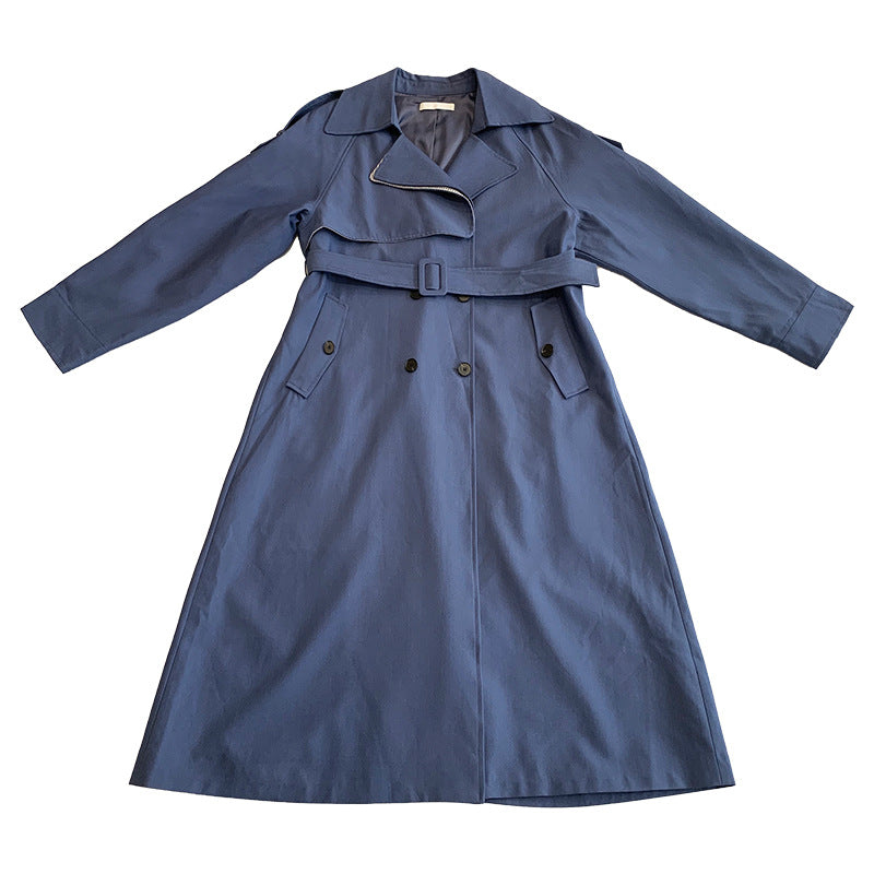 Solid Color Mid-Length Belted Outwear