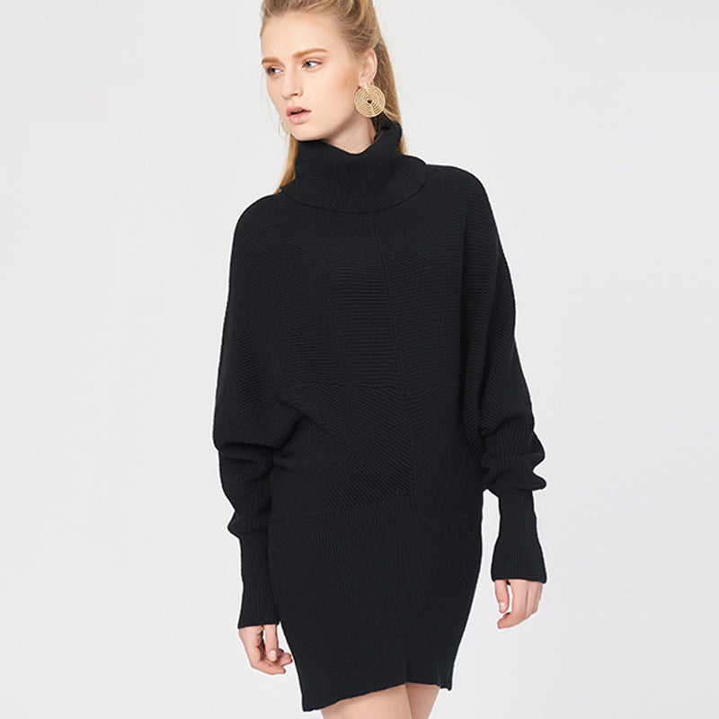 Loose Solid Color Knitted Turtleneck Sweater