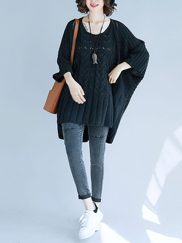 Women Hollow Casual Loose Knit Sweater