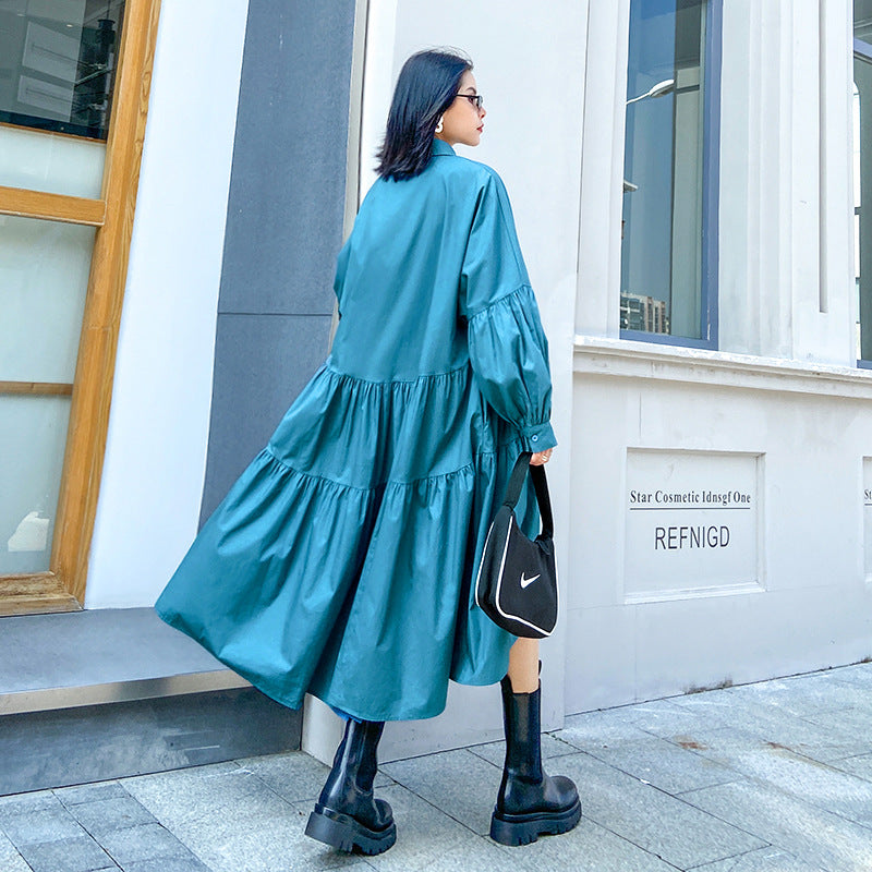 Retro Long Sleeves A-Line Midi Dress