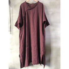 Sliod Color Linen Loose Dresses