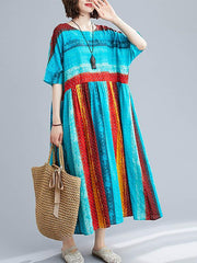 Loose Colorful Split-Joint Long Dress