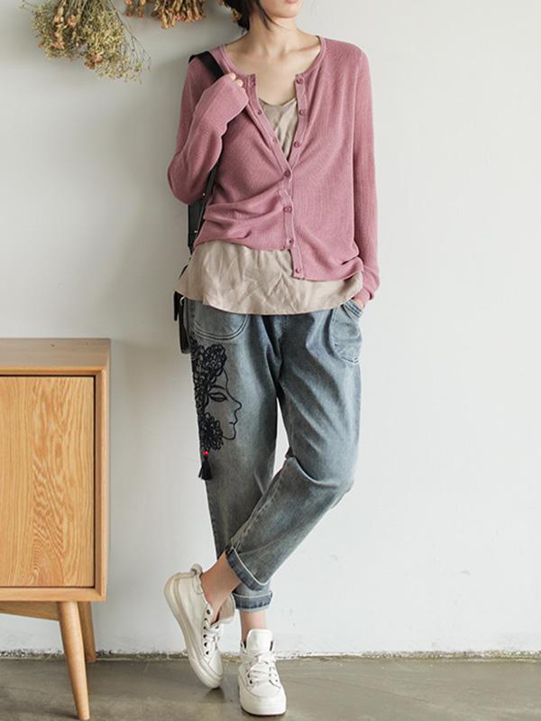 Casual embroidered Jean Pants