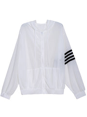 Stripe Contrast Color Sports Hooded Coat