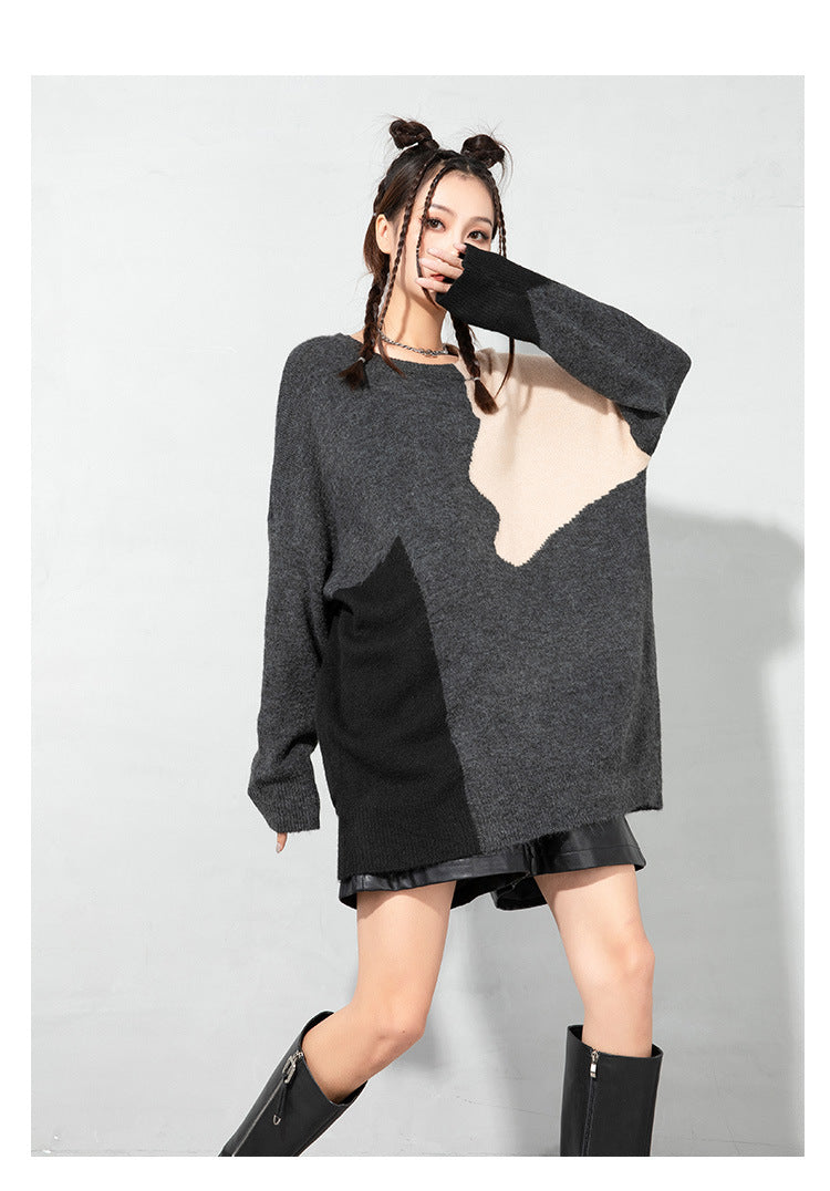 Urban Color-Block Splicing Pullover Sweater