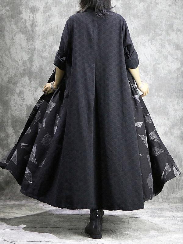 Original Geometry Printed Split-joint Maxi Dress