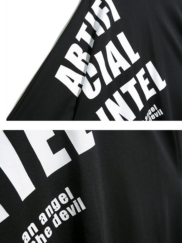 Casual Letter Printed Circular Hole Ribbon T-shirt
