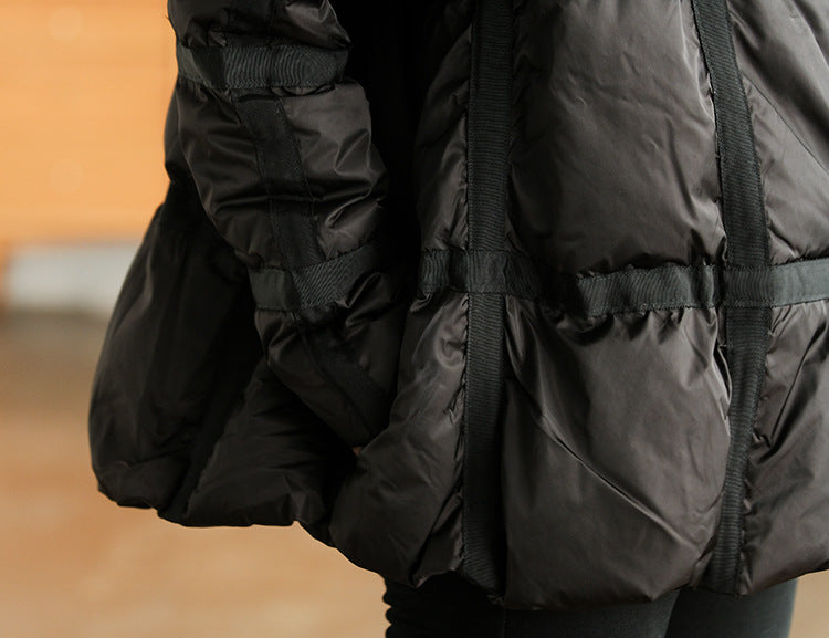 Retro Solid Color Splicing Down Jacket