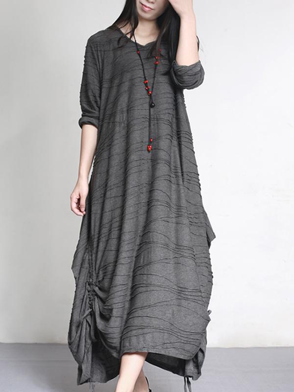 Loose Irregular Fold Long Dress