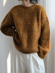 Retro Round Neck Loose Sweater