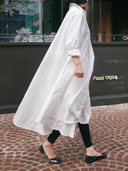 Casual Cropped Long Shirt Dress