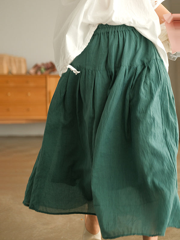 Solid Color Double Layer Slim Loose Large Hem Skirt