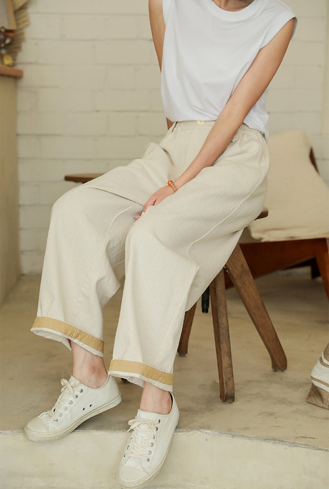 Solid Color All-Match Elastic Waist Denim Harem Pants