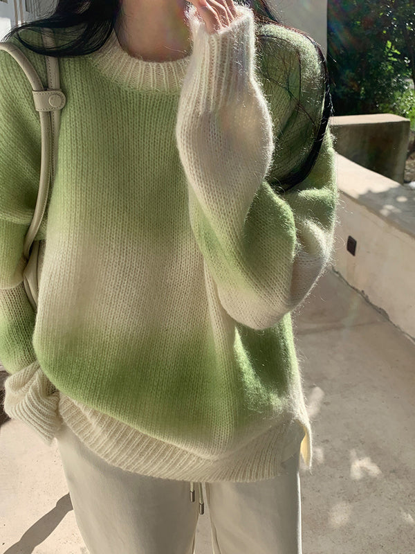 A Casual Crew-Neck Gradient Sweater