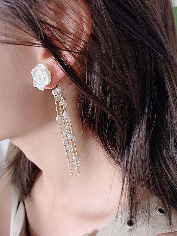 Fashion Floral Tasseled Long Earrings