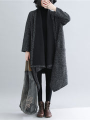 Thicken Gray Long Sleeve Coat Outerwear