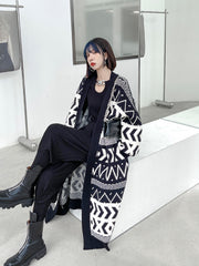Urban Printed Long Knitted Outwear