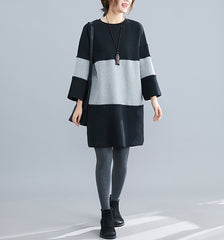 Large Size Stitching Loose Padded Sweater Dress