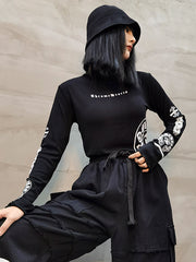 Women High Neck Printed Slim Bottoming Shirt