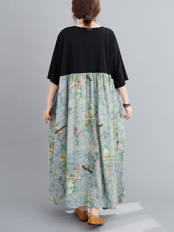 Original Floral Round-Neck Dress