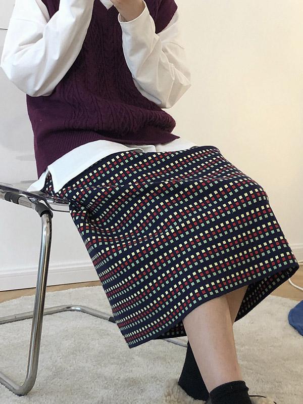 Vintage Colored Plaid High Waist Skirt
