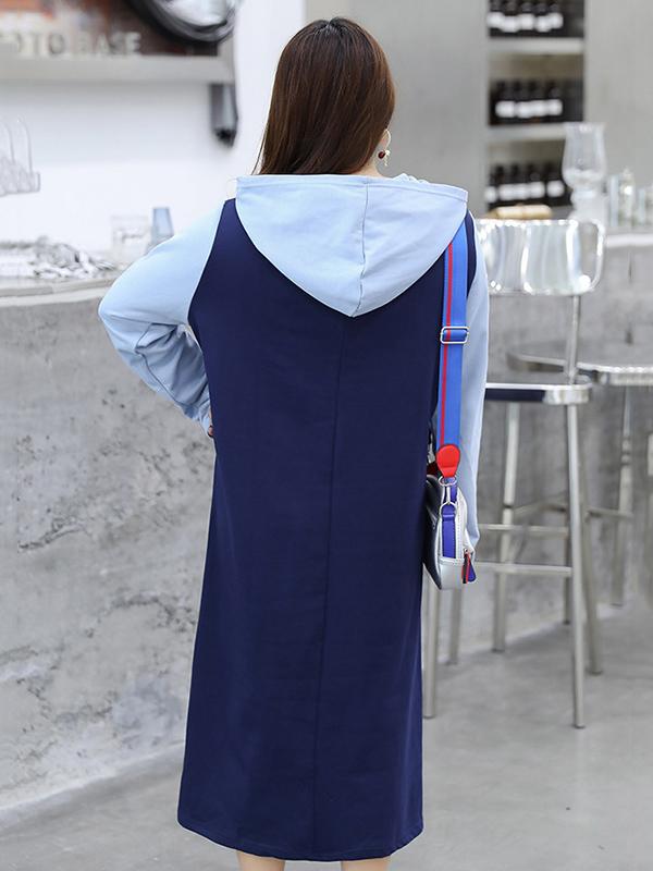 Casual Hooded Split-joint Long Dress