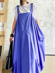 Loose Solid Color Slimming Suspender Dress