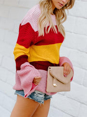 Striped Flared Sleeves Sweater Tops